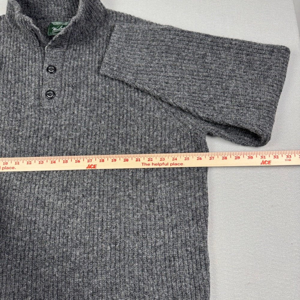 Woolrich Mens Gray 100% Wool Ribbed Quarter Button Mock Neck Sweater XXL 9020 - Picture 9 of 10